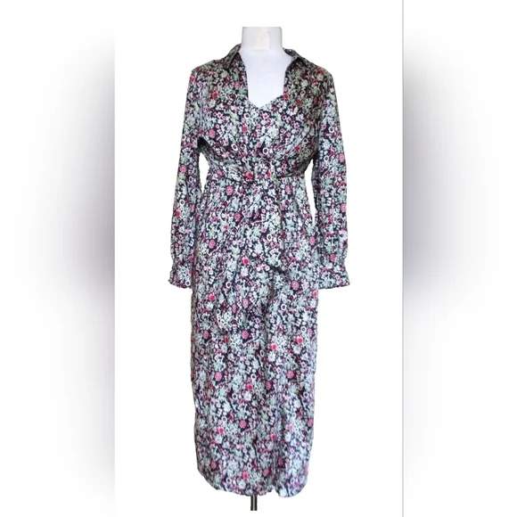 New Without Tags Cinq A Sept Floral Long Sleeve Midi Dress Size 6 - Picture 2 of 5